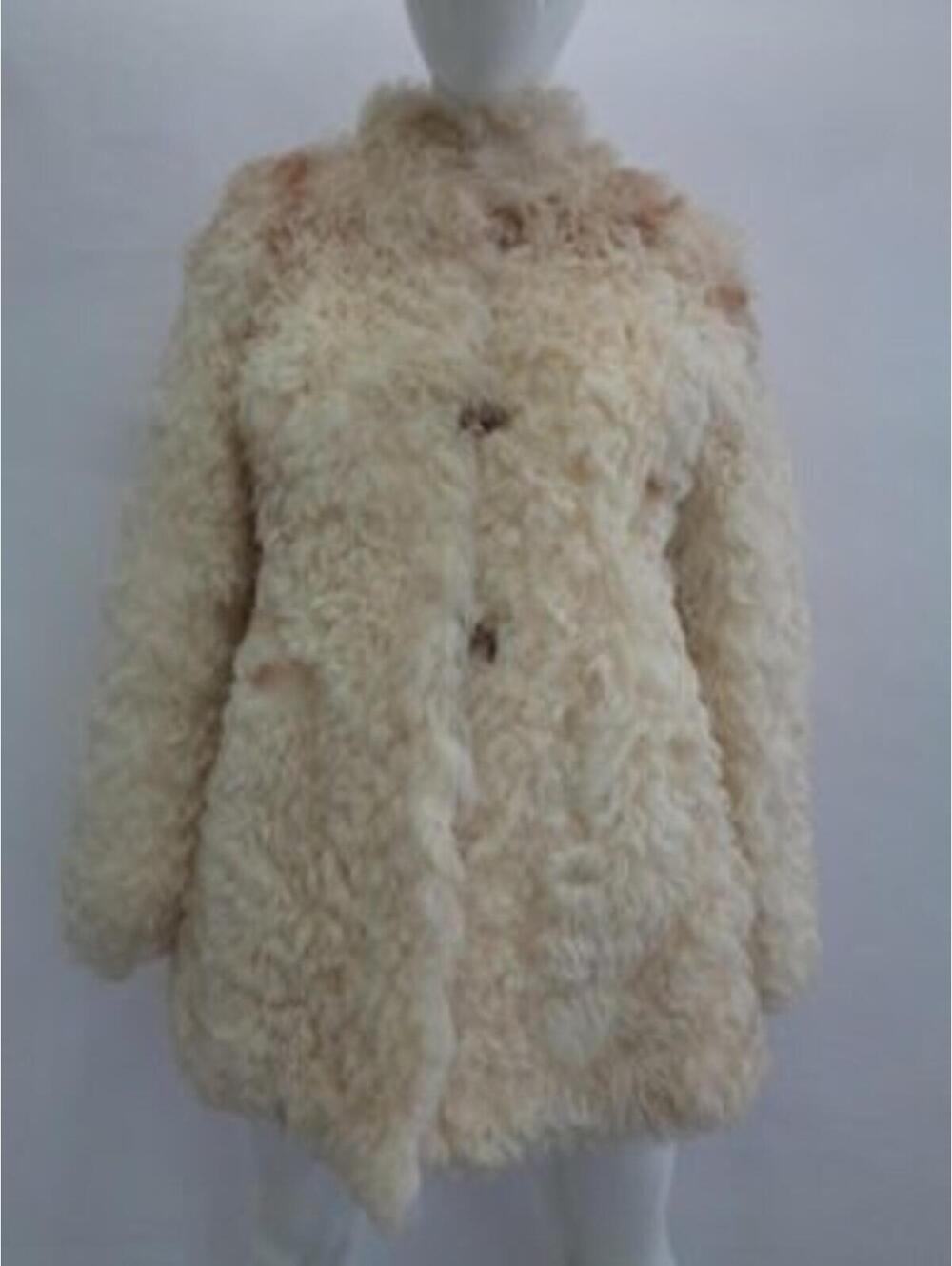 Showroom New Ivory Curly Lamb Fur Coat Jacket Women Woman Sz 0-2 Xxsmall